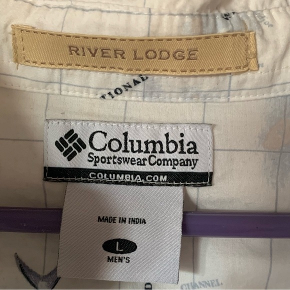 Columbia River Lodge Men's Short Sleeve Button Up Shirt Fish Size Large - Picture 6 of 6